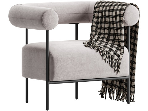 Fulbourn Rust Ochre Velvet Armchair 3D Model