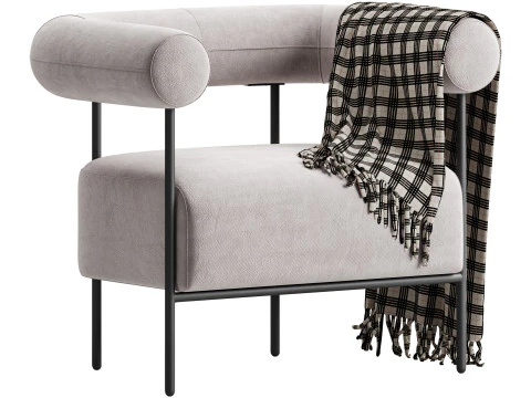 Fulbourn Rust Ochre Velvet Armchair 3D Model