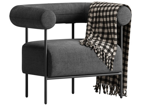 Fulbourn Rust Ochre Velvet Armchair 3D Model