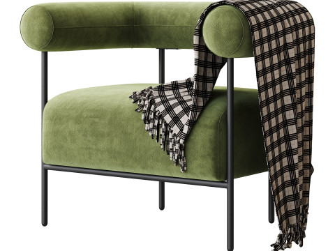 Fulbourn Rust Ochre Velvet Armchair 3D Model