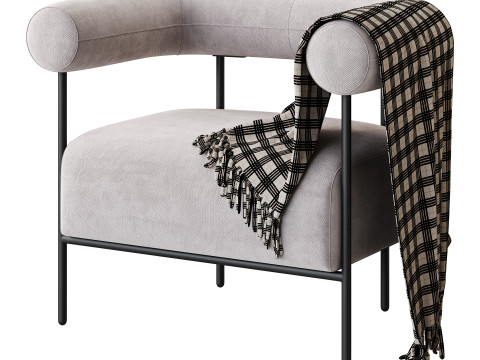 Fulbourn Rust Ochre Velvet Armchair 3D Model