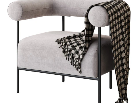 Fulbourn Rust Ochre Velvet Armchair 3D Model