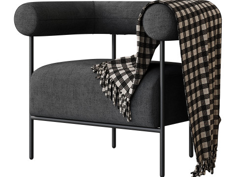 Fulbourn Rust Ochre Velvet Armchair 3D Model