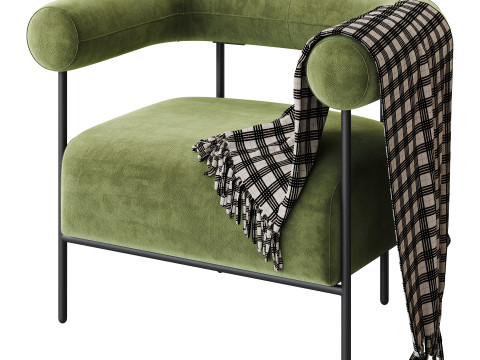 Fulbourn Rust Ochre Velvet Armchair 3D Model