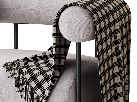 Fulbourn Rust Ochre Velvet Armchair 3D Model