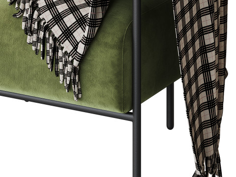 Fulbourn Rust Ochre Velvet Armchair 3D Model