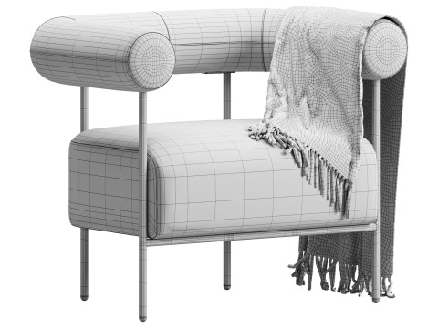 Fulbourn Rust Ochre Velvet Armchair 3D Model