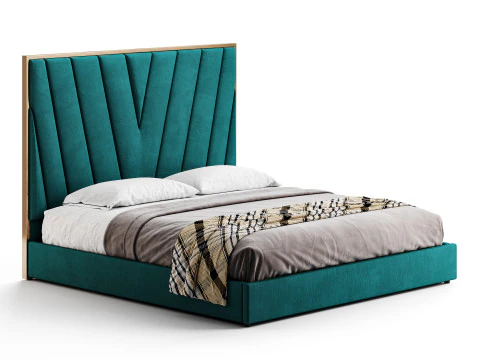 Grayish Upholstered luxury King Size Bed 3D Model