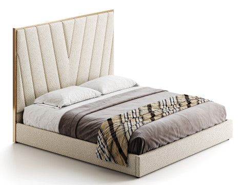 Grayish Upholstered luxury King Size Bed Model 3D