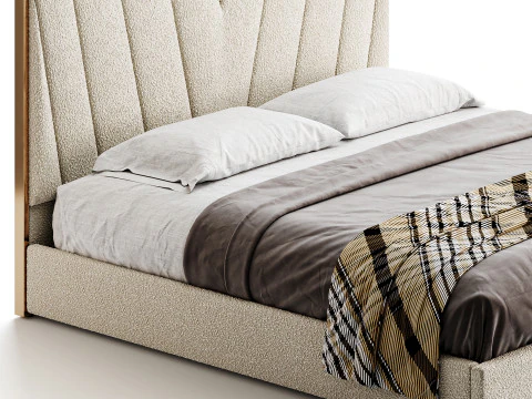 Grayish Upholstered luxury King Size Bed 3D Model