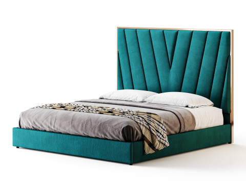 Grayish Upholstered luxury King Size Bed Model 3D