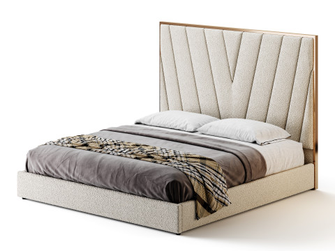 Grayish Upholstered luxury King Size Bed Model 3D