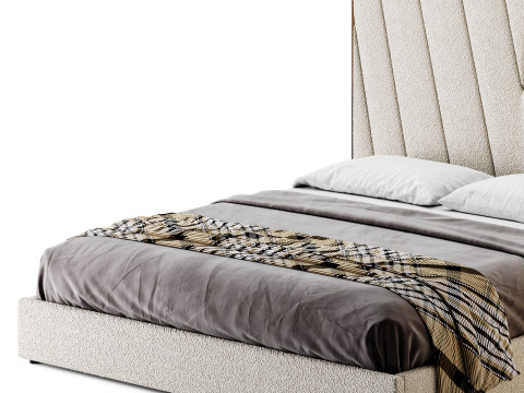 Grayish Upholstered luxury King Size Bed Model 3D