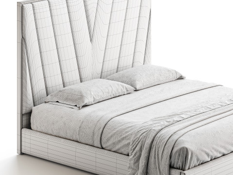 Grayish Upholstered luxury King Size Bed Model 3D
