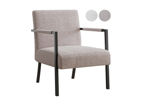 Hatton Steel Frame Boucle Accent Chair Grey 3D Model