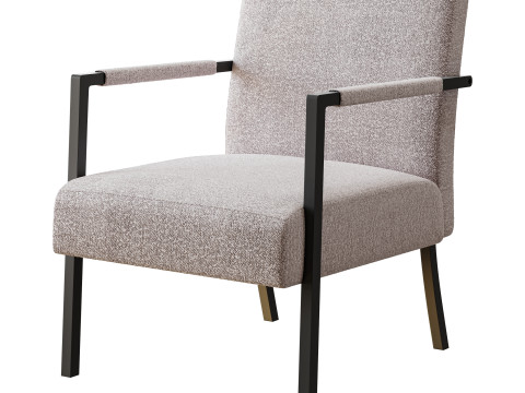 Hatton Steel Frame Boucle Accent Chair Grey 3D Model