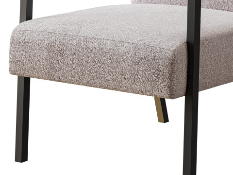Hatton Steel Frame Boucle Accent Chair Grey 3D Model