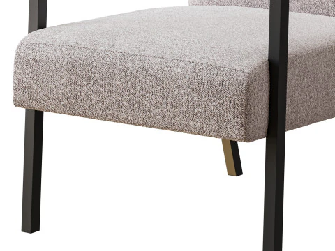Hatton Steel Frame Boucle Accent Chair Grey 3D Model
