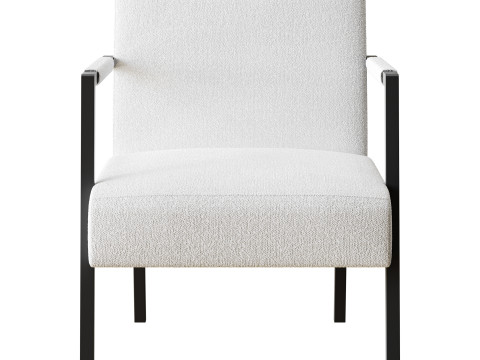 Hatton Steel Frame Boucle Accent Chair Grey 3D Model