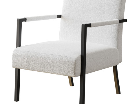 Hatton Steel Frame Boucle Accent Chair Grey 3D Model
