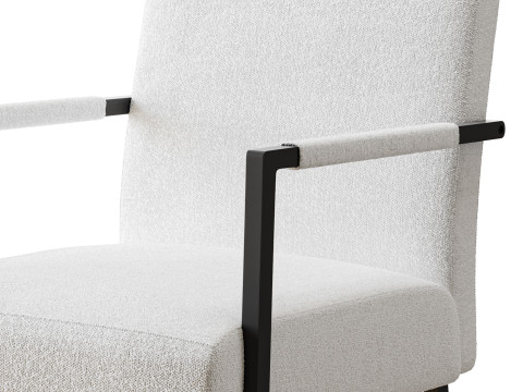 Hatton Steel Frame Boucle Accent Chair Grey 3D Model