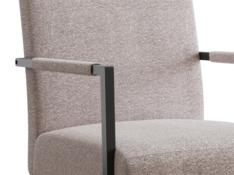 Hatton Steel Frame Boucle Accent Chair Grey 3D Model