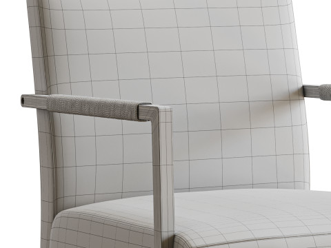 Hatton Steel Frame Boucle Accent Chair Grey 3D Model