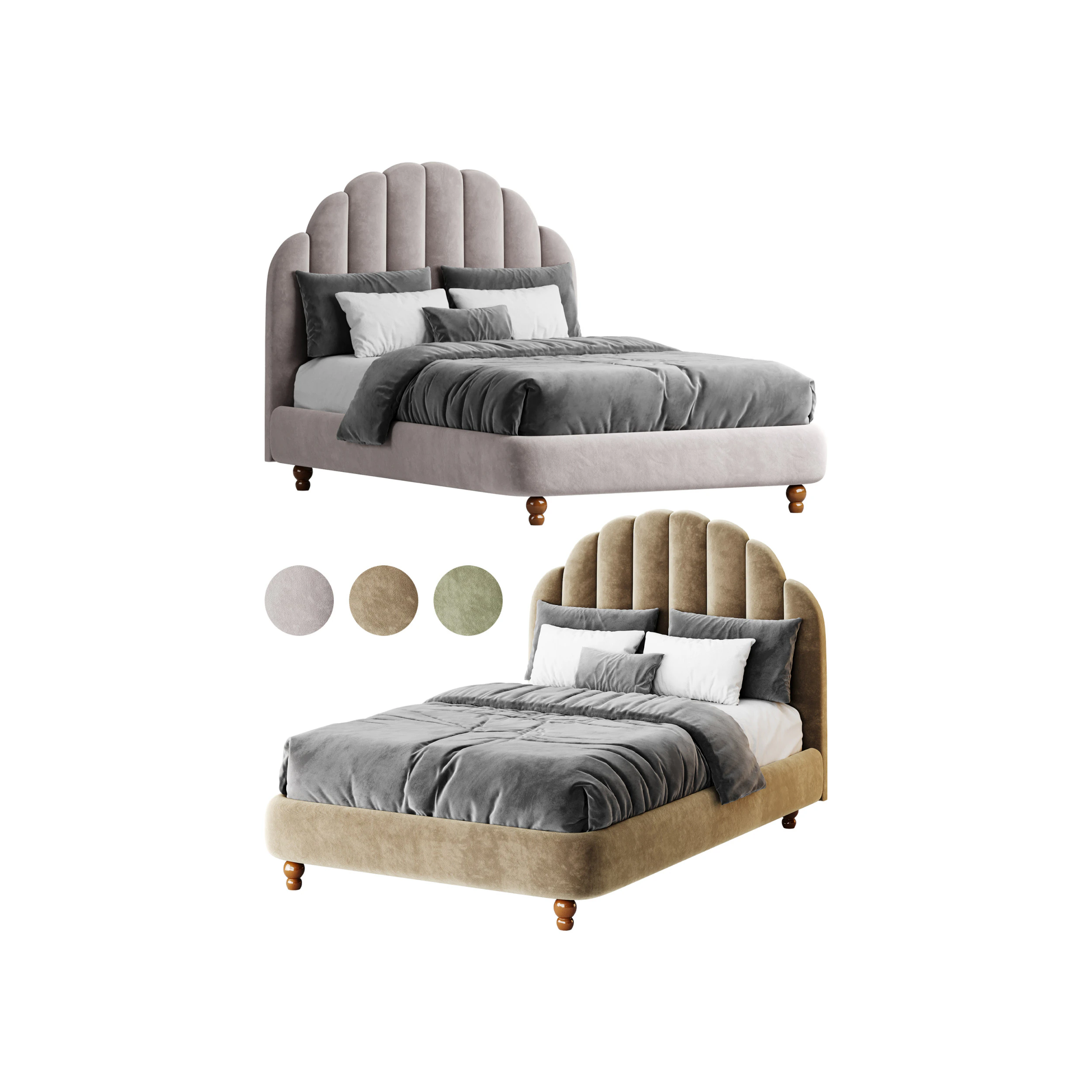 Letto con pannello imbottito verde lime Modello 3D .c4d .max .obj .3ds .fbx .stl .blend 