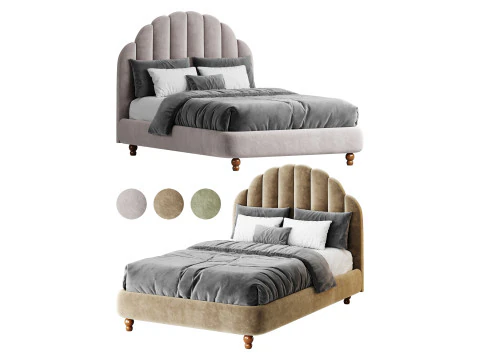 Cama con paneles acolchados verde lima Modelo 3D