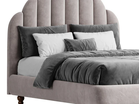 Letto con pannello imbottito verde lime Modello 3D