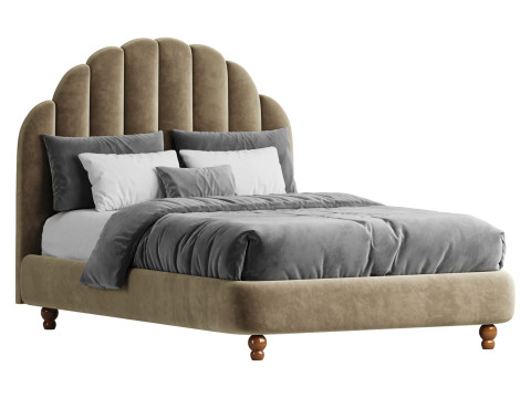 Lime Green Padded Panel Bed Modello 3D