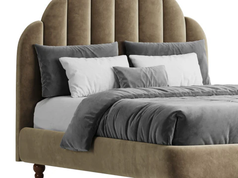 Letto con pannello imbottito verde lime Modello 3D