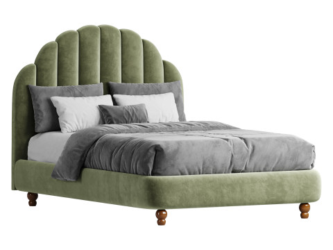 Lime Green Padded Panel Bed Modello 3D