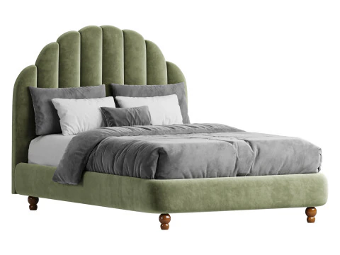 Letto con pannello imbottito verde lime Modello 3D