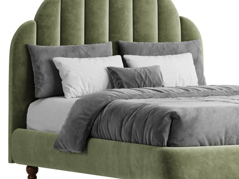 Lime Green Padded Panel Bed Modello 3D