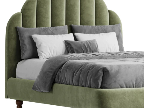 Letto con pannello imbottito verde lime Modello 3D