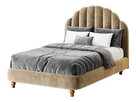 Letto con pannello imbottito verde lime Modello 3D