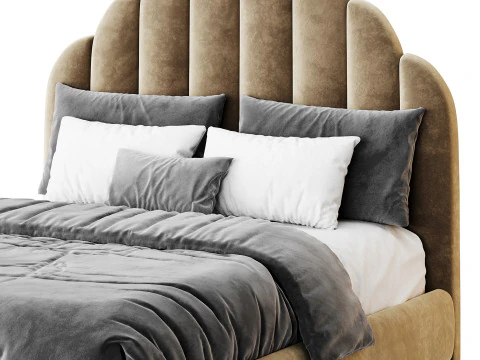 Letto con pannello imbottito verde lime Modello 3D