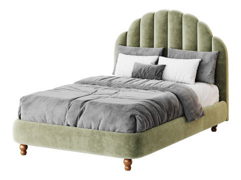 Lime Green Padded Panel Bed Modello 3D