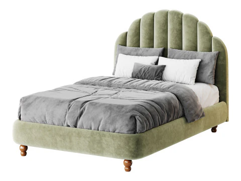Letto con pannello imbottito verde lime Modello 3D