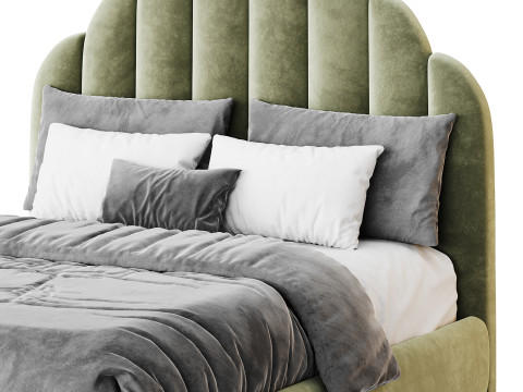 Lime Green Padded Panel Bed Modello 3D