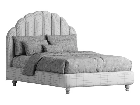 Letto con pannello imbottito verde lime Modello 3D