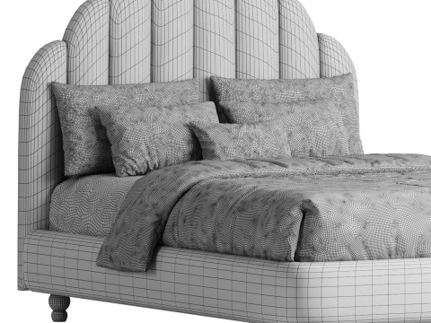 Lime Green Padded Panel Bed Modello 3D