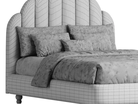 Letto con pannello imbottito verde lime Modello 3D