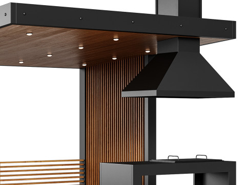Modern gazebo with summer kitchen 1 Modelo 3D