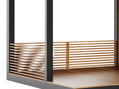 Modern gazebo with summer kitchen 1 Modelo 3D