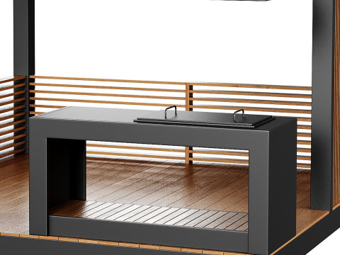 Modern gazebo with summer kitchen 1 Modelo 3D