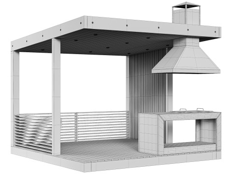 Modern gazebo with summer kitchen 1 Modelo 3D
