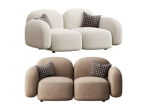 Sof&aacute; Loveseat moderno Modelo 3D