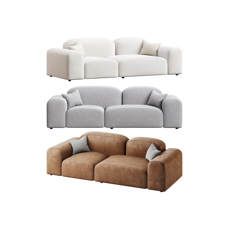 Modern Solid Sofa 3D Model .c4d .max .obj .3ds .fbx .stl .blend